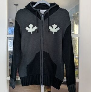 Canada Maple Leaf Double Zip Hoodie Sweater Jacket Size Large